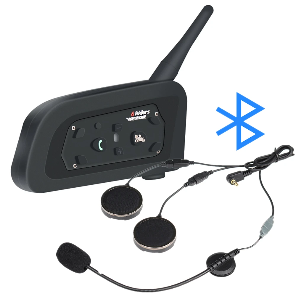 VNETPHONE V6 домофон+ 40 мм шлем динамик гарнитура EJEAS Quick 20 лучшее качество звука Bluetooth мотоциклетный комплект коммуникатора - Цвет: Черный