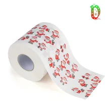 1Roll Novelty Christmas Tree Santa Claus Elk Pattern Toilet Paper Tissue Napkin Toilet Roll Paper Home Hotel Living Room Supplie