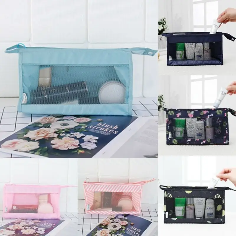 

Fashion Travel Mesh Zipper Wallet Case Cosmetic Wash Storage Bag Makeup Pouch Toiletry Bag Kits Storage Travel Wash Pouch