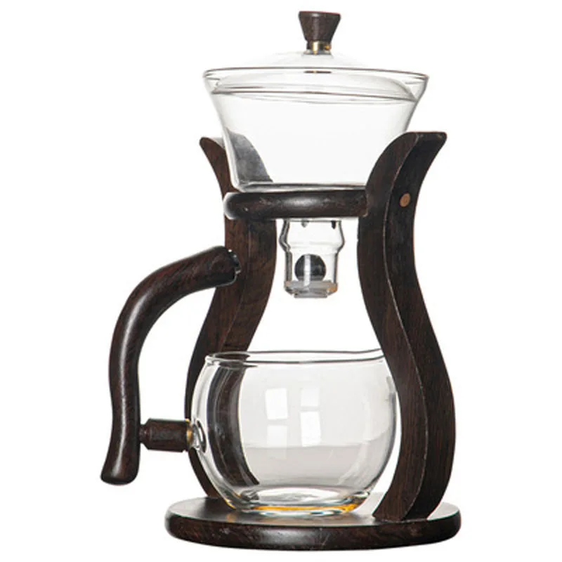 Lazy Kungfu Glass Tea Set, Magnetic Water Diversion Rotating Cover Bowl, Semi-Automatic Glass Teapot Suit for Home Gifts, Outd