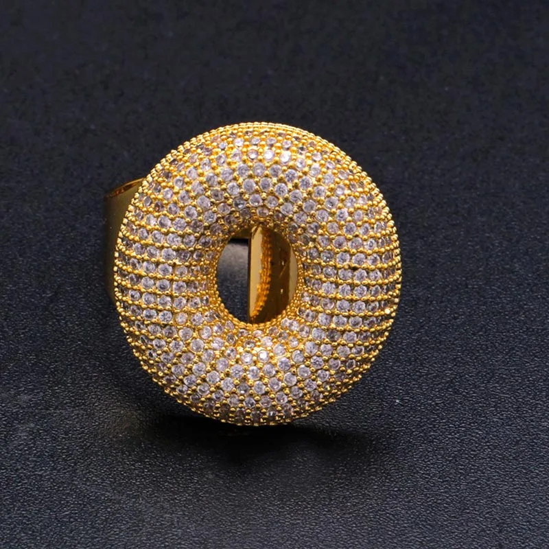 Хип-хоп AAA кубическая циркониевая подвеска Bling Iced Out Bubble кольцо с гравировкой Bling CZ кольца для мужчин Club Rapper ювелирные изделия золото серебро - Цвет основного камня: o