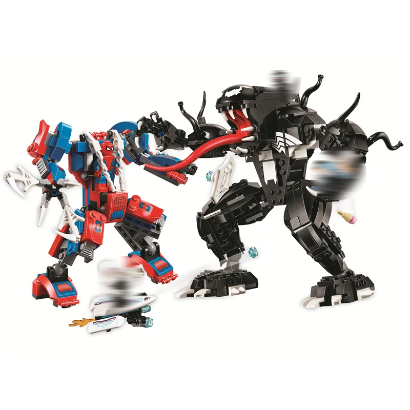 

76115 678pcs super heroes spider man mech vs. venom mech 4 figures building blocks 7137 Toys For Children