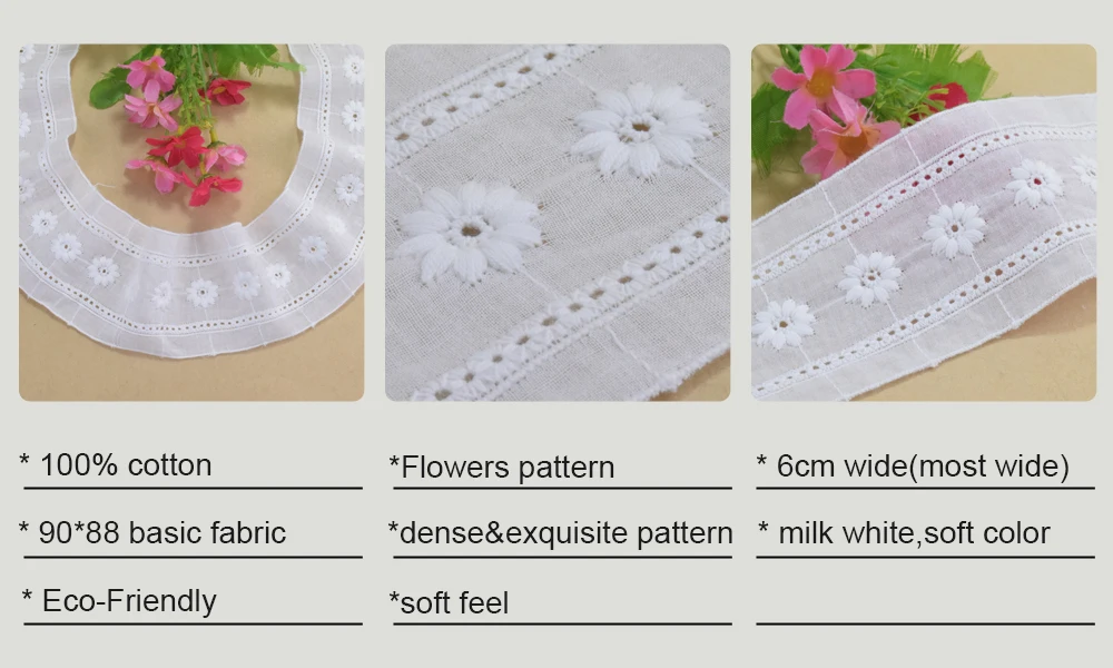6 cm 100 % Baumwolle Stickerei Spitze Breite Nähen Band Guipure Kleid Trim Stoff Warp Stricken DIY Kleidungsstück Hochzeit Zubehör # 4228 – Detail 1