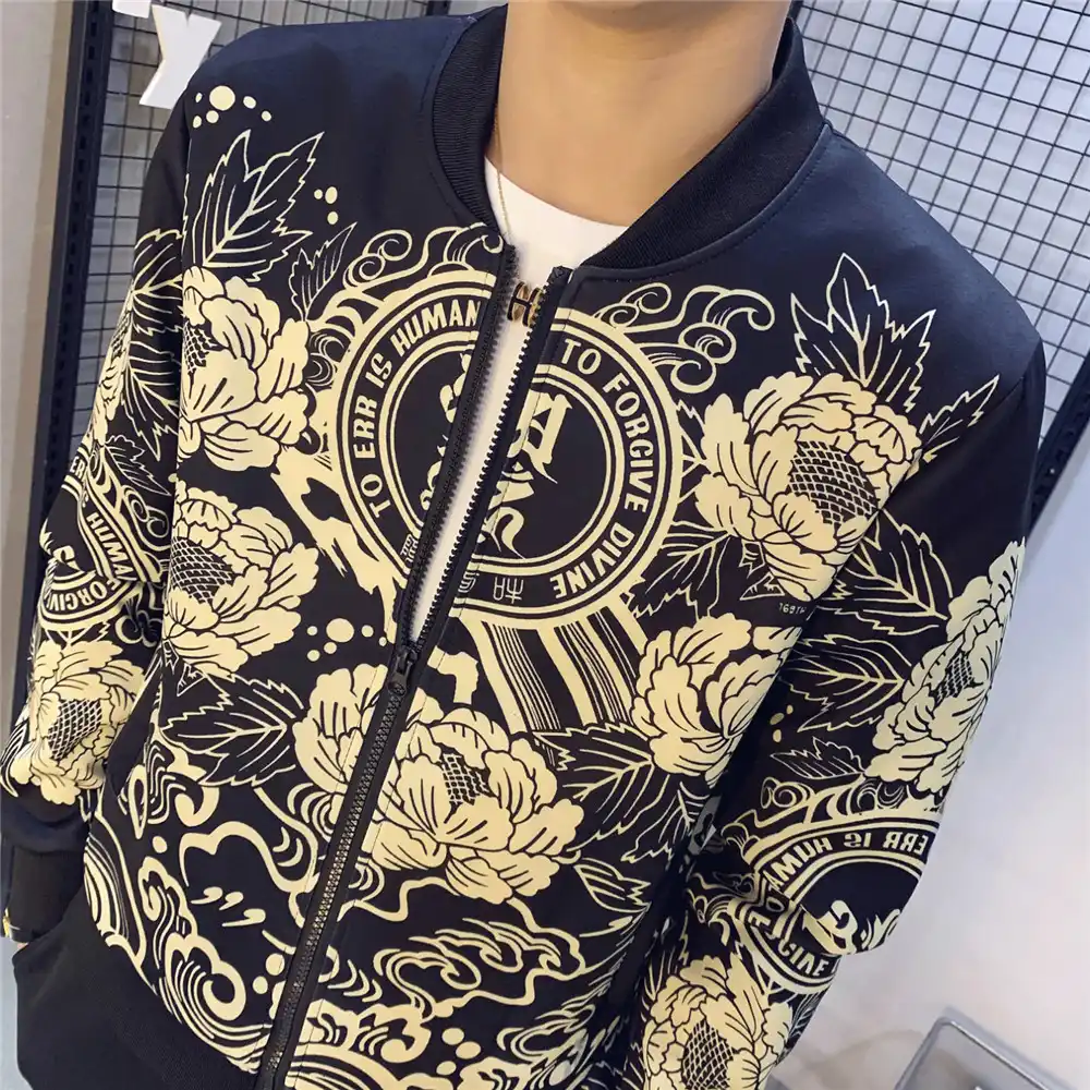 ファッションプリントスポーツウェア 秋の新メンズプリントセットジャケット パンツスポーツマン 2 点セット男性スリム社会服 メンズセット Aliexpress