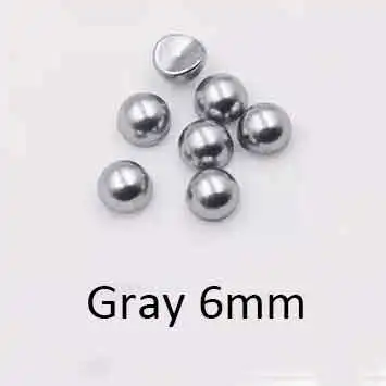 Gray 6mm Смешанные размеры, жемчужные украшения для ногтей, 3d бусины для ногтей, стразы для украшения своими руками, белый, серый, бежевый, 6 мм, 8 мм, 10 мм, 5 шт., аксессуары для сумок - Цвет: Gray 6mm