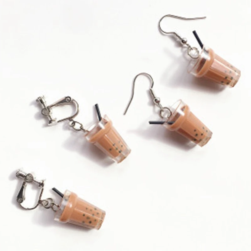 Peach Boba Milk Tea 3D Fun Charm Earrings Womens Handmade Peach Boba Milk Tea 3D Fun Charm Earrings Womens Handmade