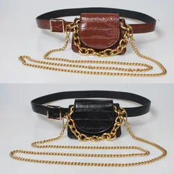 Deepeel 1p  2.2*104cm Women Vintage Snakeskin Pattern Female Cummerbunds Metal Chain Leather Patchwork Waist Bag Adjustable Belt