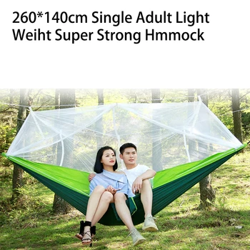 

260*140cm Lightweight Camping Hammock Backyard Garden Outdoor Furniture Leisure Sleeping Hamaca Travel Single Hanging Bed