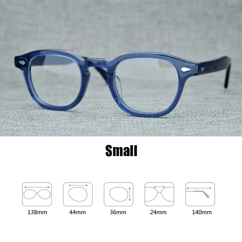 Мужские очки с прозрачными линзами, брендовые дизайнерские очки для компьютера, мужские круглые очки в винтажном стиле sq000 - Цвет оправы: blue-small