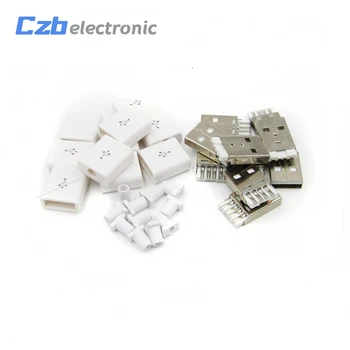 

10Pcs/Set DIY USB 2.0 Type A Male 4P Adapter Connector Plug Socket with Plastic Shell W315 white