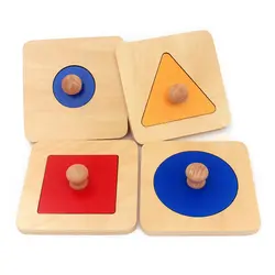 4 шт./партия Обучающие деревянные игрушки геометрическая форма инсеты 4 комплекта многоцветный ручной захват пластины математические