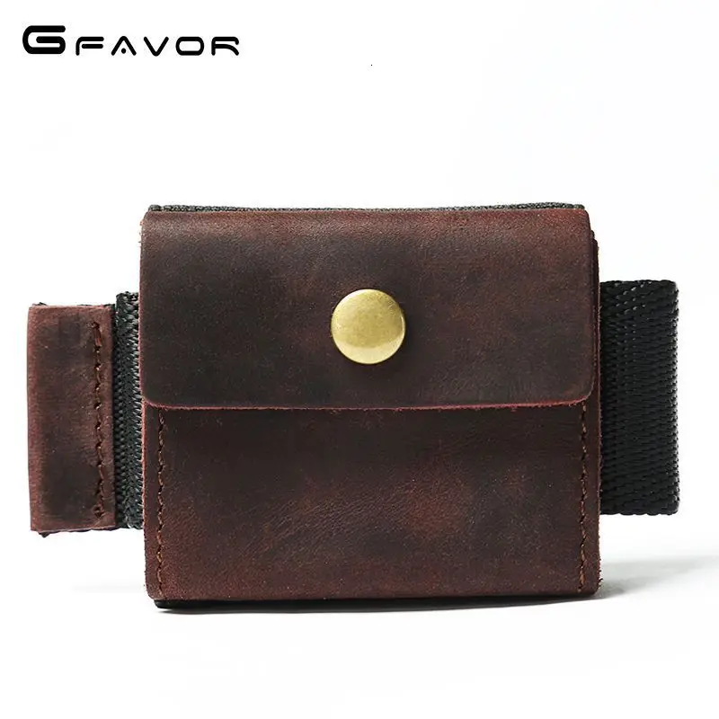 

Men Small Genuine Real Leather Coin Purse Vintage Wallet Elastic Band Pull-out Credit Bank ID Card Case Holder Male Cowhide