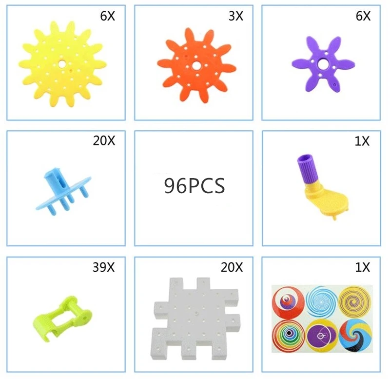 96 шт./компл. бабочка сборки строительный Наборы Пластик Вихрь Шестерни цепи блоки игрушки подарки для детей детская одежда