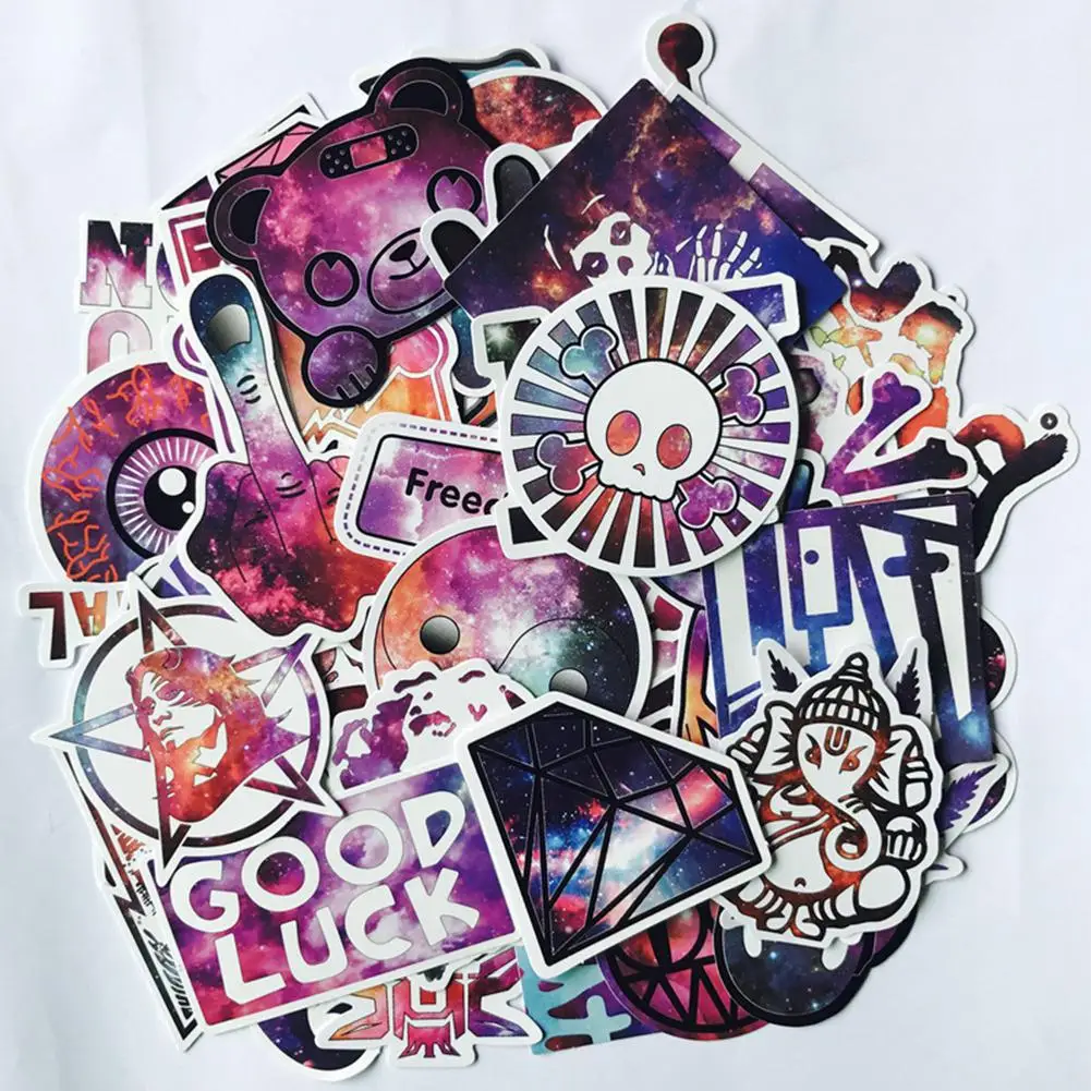 

Kuulee 50Pcs Galaxy Graffiti Stickers Cartoon Stickers as Luggage Car Decoration