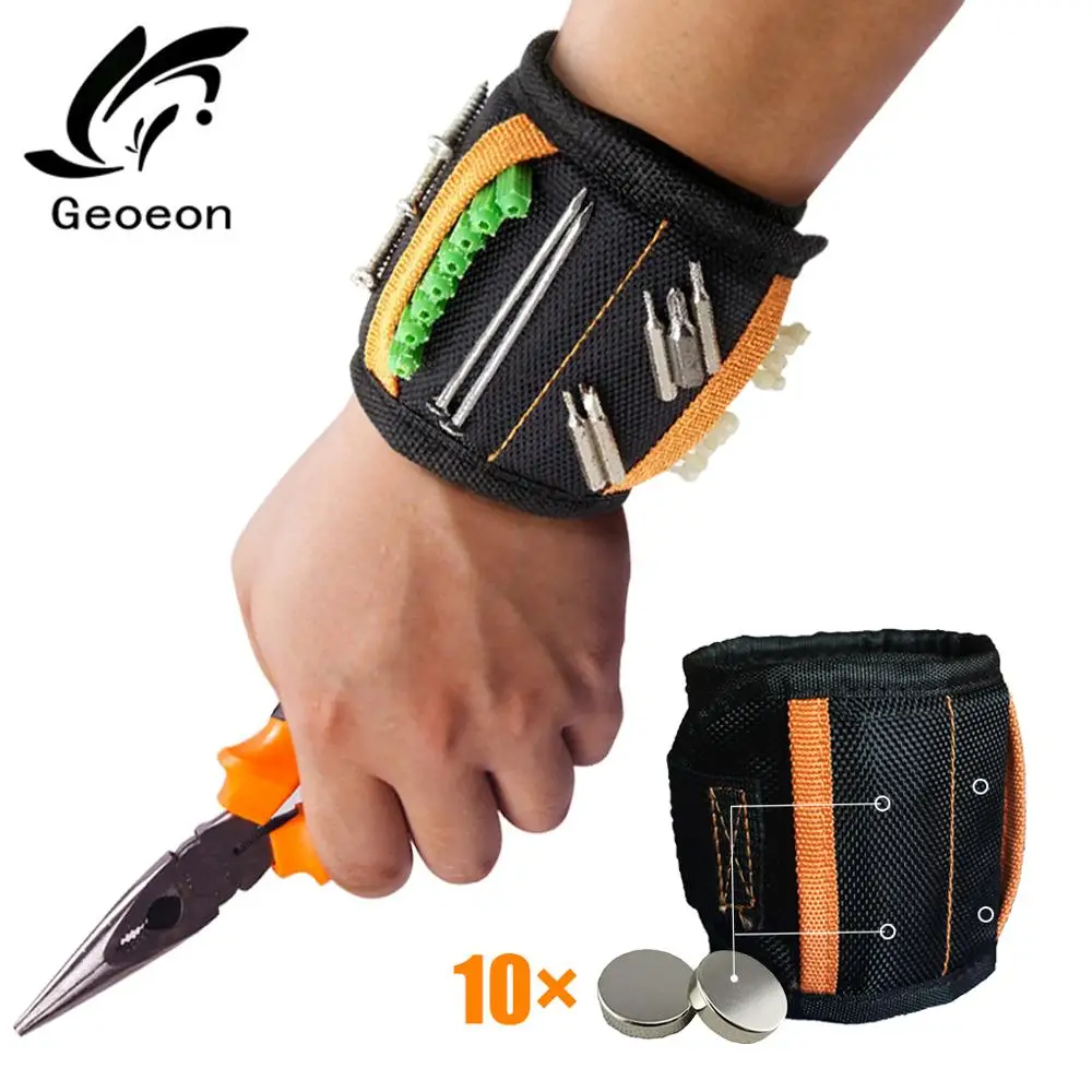 

magnetic bracelet tool Magnetic Wristband Portable Tool Bag Electrician Wrist Tool for Holding Screws Nails Drill Bits A35