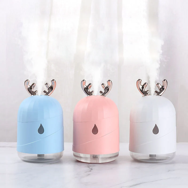 

Cute Antler Air Humidifier Mini USB LED Light Aromatherapy Diffuser Mist Maker Refresher Air Purifier For Home Car