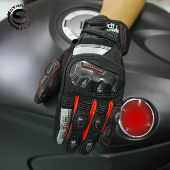 

New Full Finger GK193 Motorcycle Gloves Leather Carbon Fiber 3D Knight Riding Glove Touch Screen Moto Motorbike Rider Gloves Men