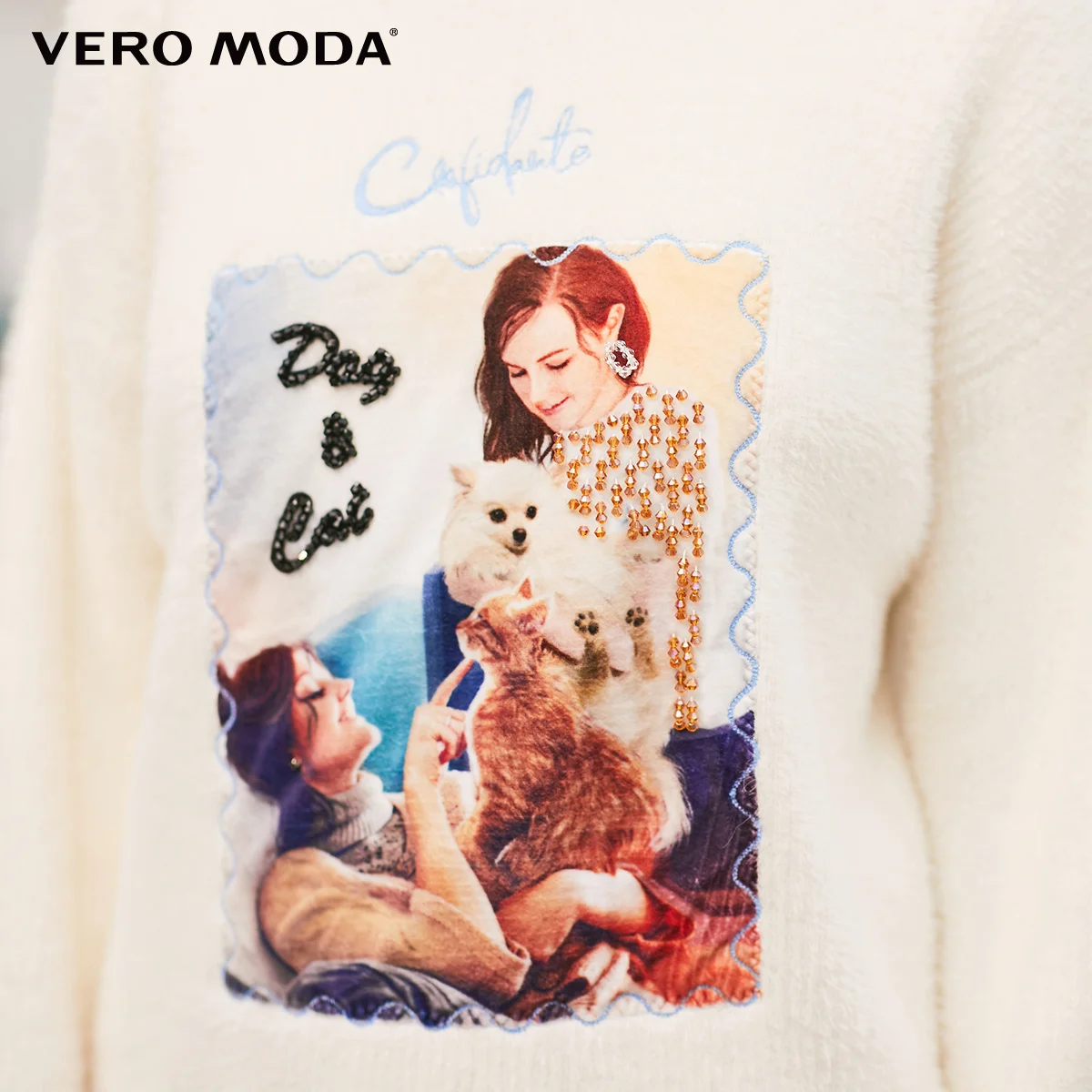 Vero Moda женский свободный крой цифровой печати бисером вязаный свитер | 319413523