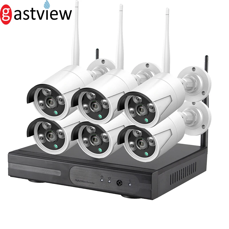 6CH 1080P Аудио Беспроводной NVR комплект P2P внутреннее наружное ночное видение