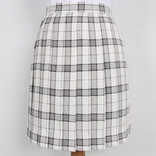 Японский Для женщин джинсовые шорты, с завышенной талией, черный, белый цвет клетчатая юбка молодая девушка, студентка Harajuku тонкие JK форма плиссированные юбки в студенческом стиле
