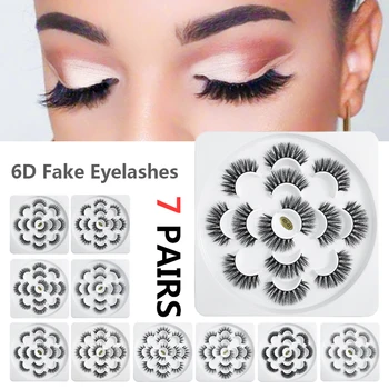 

7 Pairs 6D Fake Eyelashes Long Thick Natural False Eye Makeup Lashes Set Eyelash Extansion For Women Beauty