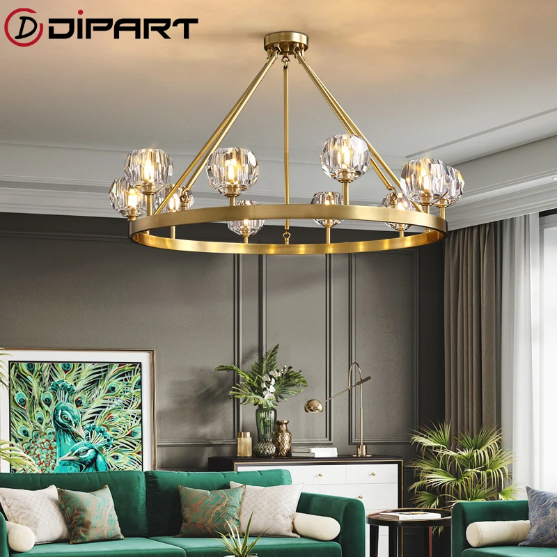 

Minimalist Moderno Copper Chandeliers Living room Lamp Gold Round Ceiling Indoor Hanging Lamp For Kitchen Bedroom lustre
