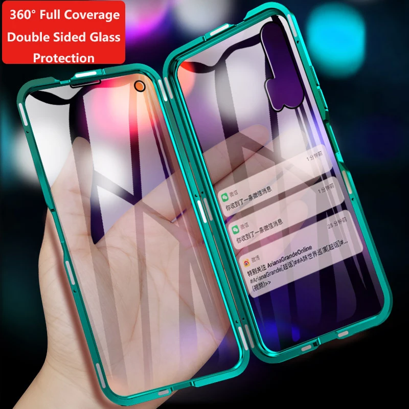 

Magnetic Metal Glass Case For Huawei Honor 8X 9X 10 Psmart Z Y9 Prime 2019 P30 P20 Mate 20 Lite Nova 5 5i Pro Double Side Cover