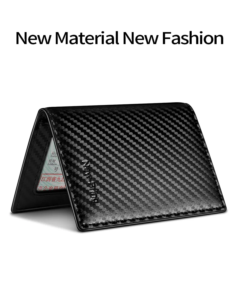 NewBring Carbon-Fiber-Look Leather ID Credit Card Holder RFID Blocking Wallet Cover Driver License Purse
