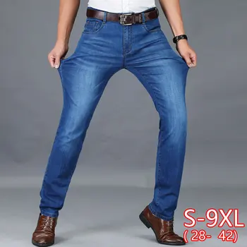 

High quality jeans men's loose straight large size business men trousers stretch male long pants 2020