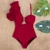 Sexy One Shoulder Ruffle One Piece Swimsuit Print Цветочные Купальники Женщины Купальник Купальный костюм Пляжная Одежда Монокини