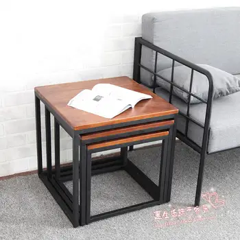 

Simple tea table coffee table wooden square table office tea set sofa corner combinations retro coffee table furniture