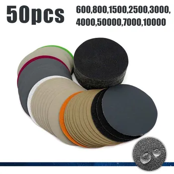 

50PCS 4inch Round Flocking Sandpaper Hook And Loop Silicon Carbide Sanding Discs Wet And Dry Sandpaper Grinding Disc