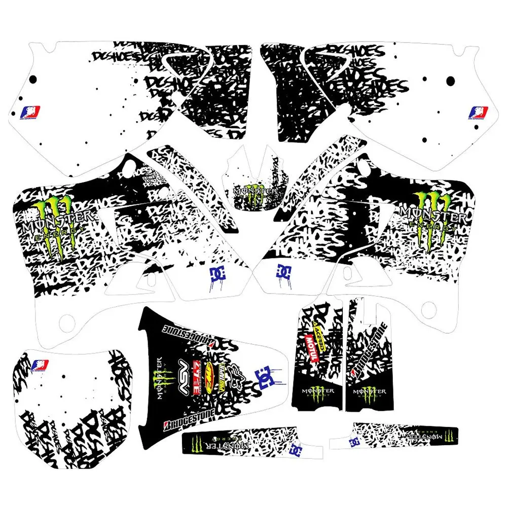

New Full Graphics Decals Stickers Custom Number Name 3M Bright Stickers Waterproof For YAMAHA YZ125 YZ250 1996-2001