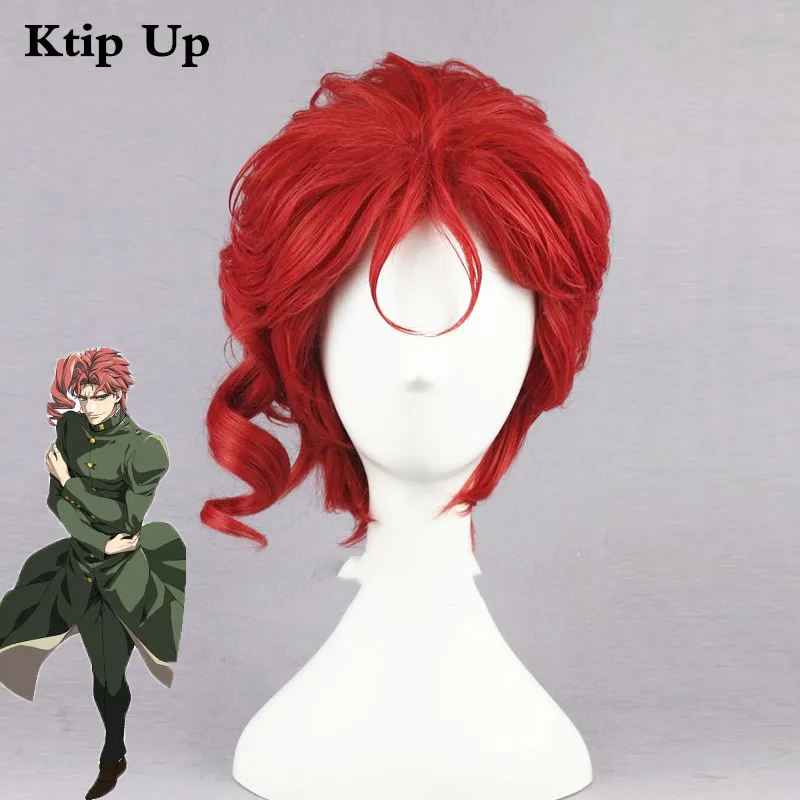 

Kakyoin Noriaki From JOJO 14" Wigs Red Curly Short High Temperature Fiber Syntheitc Hair Cosplay Wig+Wig Cap