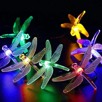 

40 LED 16.4Ft Dragonfly Solar String Lights, Outdoor Fairy Lighting for Christmas Trees,Garden,Fence,Wedding,Party