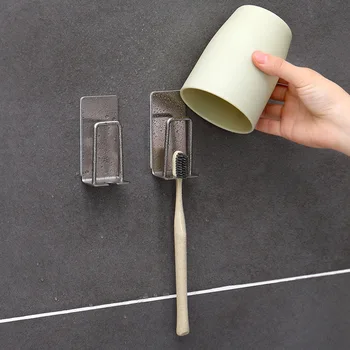 

Wall Mounted Toothbrush Holder Self-adhesive And Cup Holder Stainless Steel Bathroom Kitchen Organizer