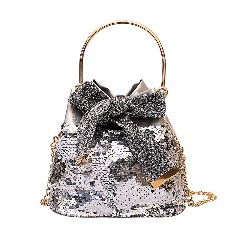 

Mini small bag girl 2020 new tide Korean version oblique satchel chain single shoulder bag sequin bucket bag Casual Single