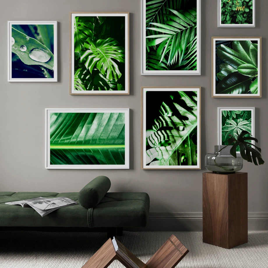 緑色植物モンステラヤシの葉北欧ポスターやプリント壁アートキャンバス壁の写真を絵画リビングルームアートプリント装飾 絵画 書道 Aliexpress
