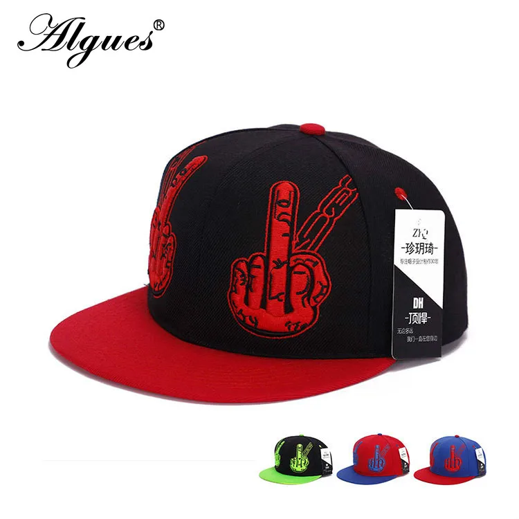 

Spring Shade Hip-hop Cap Three-dimensional Embroidery Middle Finger Hand Level Along The Hat Personality Men and Women Hat