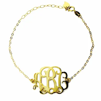 

AILIN Freeshipping--Custom Initial Monogram Bracelet Personalize Gold Color Monogrammed Name Bracelet Personalized Name Jewelry