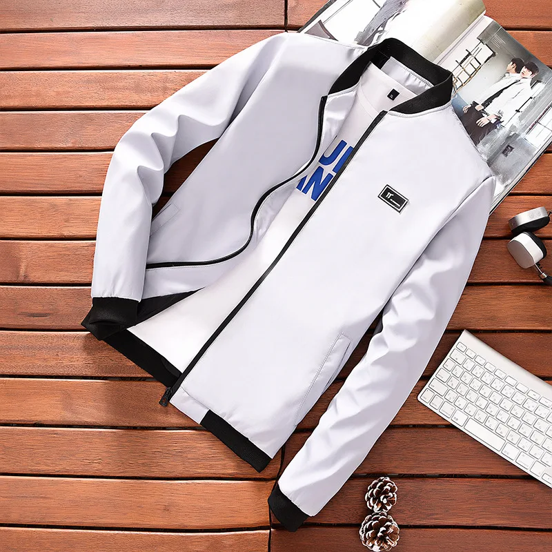 

Nice Autumn Men Jacket Windbreaker Male Overcoat Casual Solid Jacket Slim Fit Stand Collar Men Windproof Jacket Coat