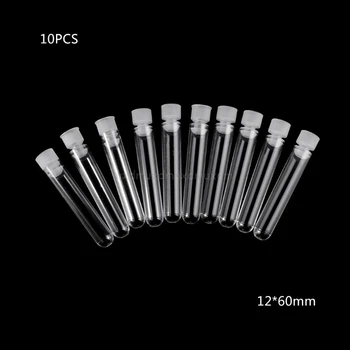 

10Pcs Clear Plastic Test Tube With Cap 12x60mm U-shaped Bottom Long Test Tube Lab Supplies J25 19 Dropship