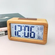 Horloge de Table en bois massif, réveil de bureau, décoration de salon, horloge électronique à la mode, horloge de bureau