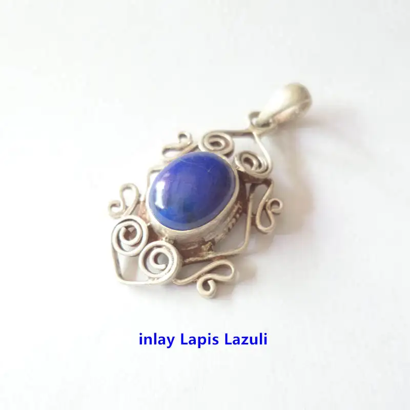 3. Lapis Lazuli T9031 Nepal Hand 925 серебряные ювелирные изделия инкрустированные натуральным полудрагоценным камнем бусины амулеты винтажный кулон «лягушка» мульти дизайн - Окраска металла: 3. Lapis Lazuli