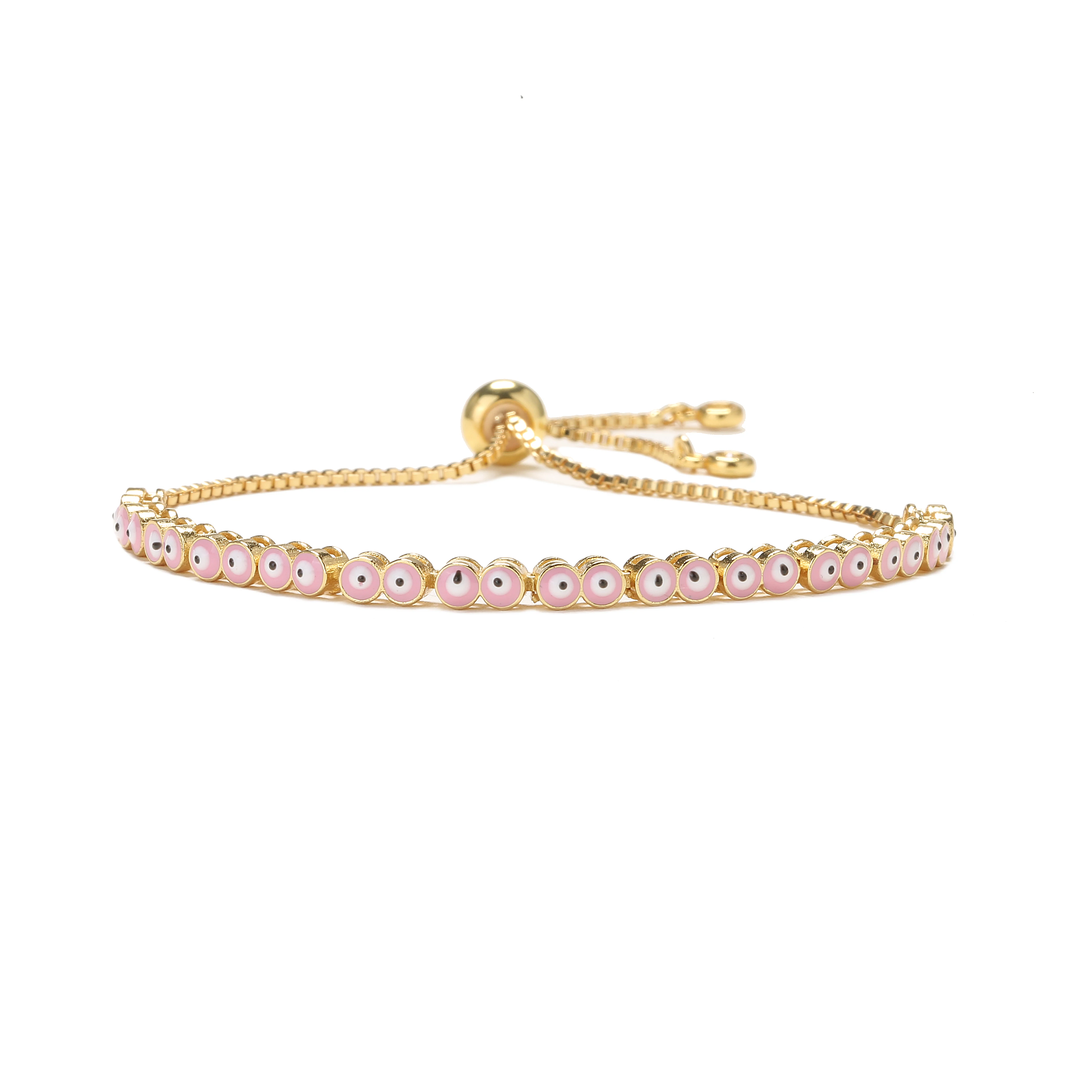 HECHENG,18KGold Plated Eye Bracelet ,Fashion Enamel Opening Adjustable Bracelet for Women Brass Bracelet, Jewelry
