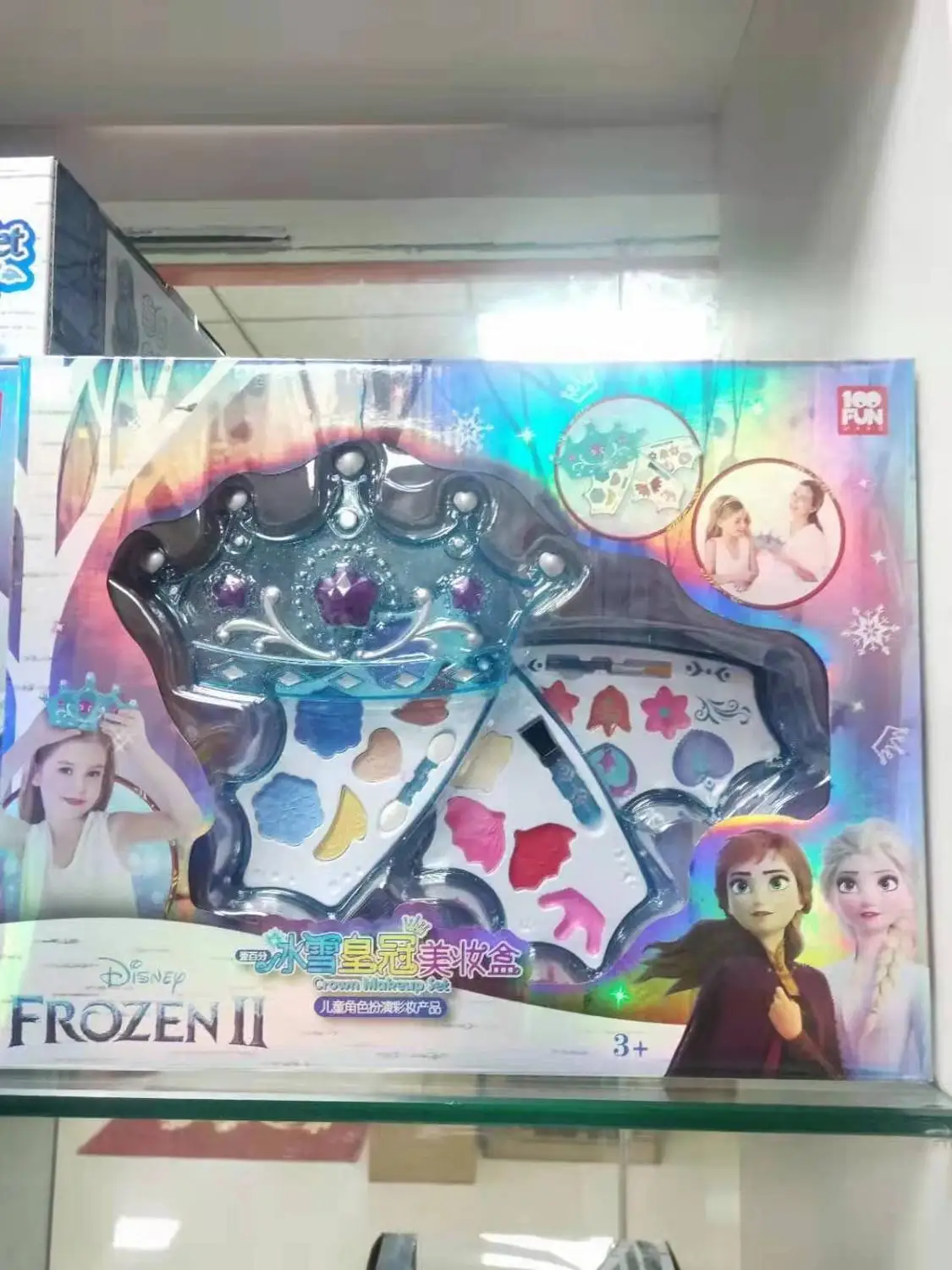 Девочки Замороженные 2 Эльза и Анна Принцесса Корона макияж набор Дисней Дети Красота ролевые игры игрушки - Цвет: Синий