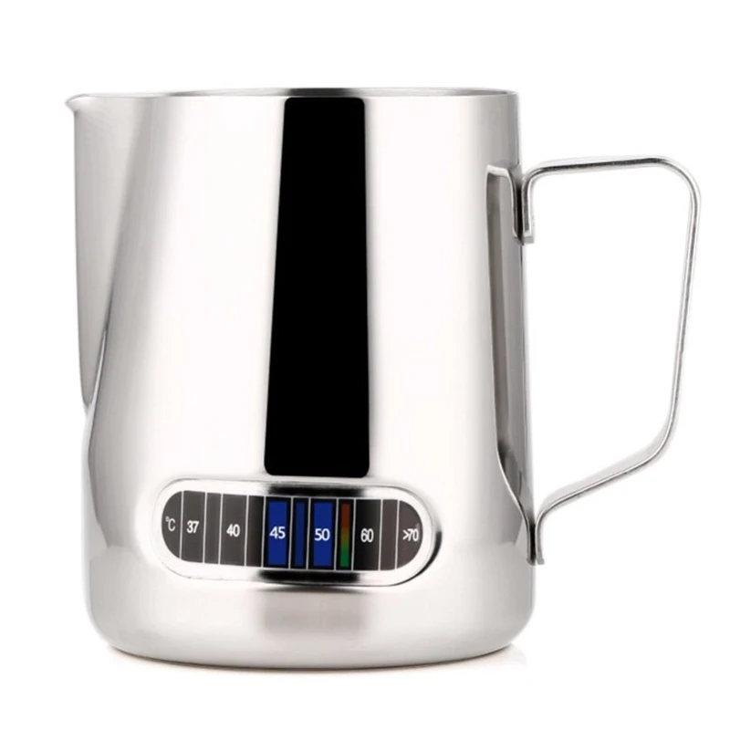 

Stainless Steel Pitcher with Thermometer Milk Frothing Jug Espresso Coffee Pitcher Barista Craft Milk Frothing Jug 600Ml