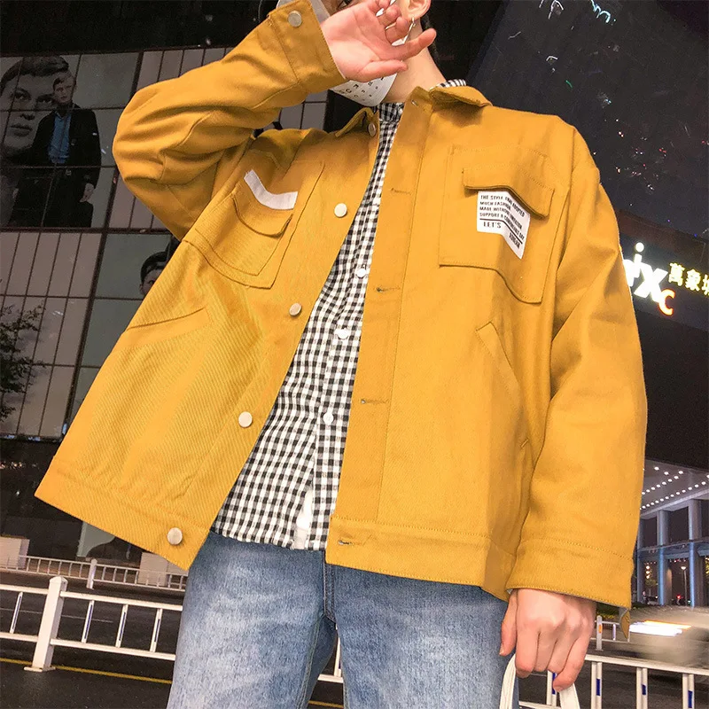 

Jacket Men's Spring And Autumn New Style Korean-style Trend Fold-down Collar Workwear on Clothes Male STUDENT'S Handsome Gown ME