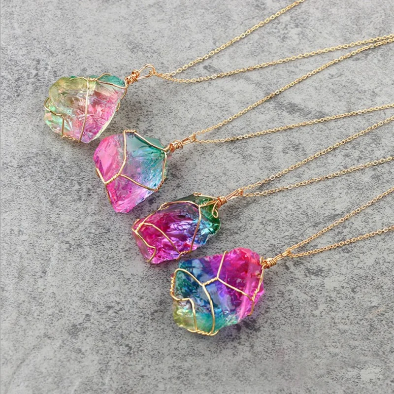 Titanium rainbow stones pendant (3)