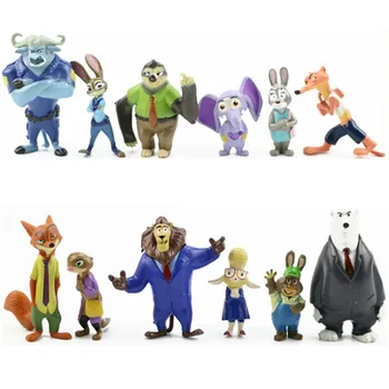 

12pcs/set Disney crazy animal city anime character model hand-made toy doll toys for children action figure toys